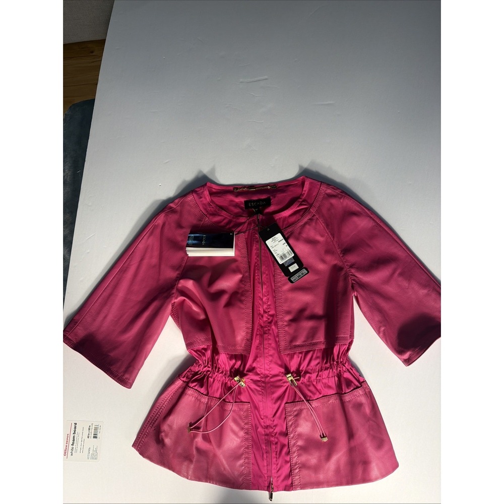 Escada Lilette Hot Pink Leather Jacket Womens Size 40 NWT